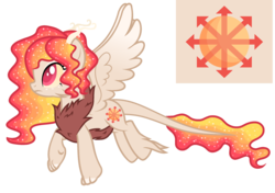 Size: 2368x1664 | Tagged: safe, artist:crystalmoon101, oc, oc only, oc:princess fantasia, hybrid, base used, chest fluff, female, horns, interspecies offspring, leonine tail, offspring, parent:discord, parent:princess celestia, parents:dislestia, simple background, solo, transparent background