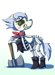 Size: 2897x3917 | Tagged: safe, artist:zanefir-dran, skellinore, skeleton pony, g4, the break up breakdown, axe, bone, clothes, high res, shoes, skeleton, solo, weapon