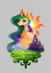 Size: 1240x1753 | Tagged: safe, artist:plainoasis, princess celestia, alicorn, pony, g4, canterlot, female, mare, solo, sun