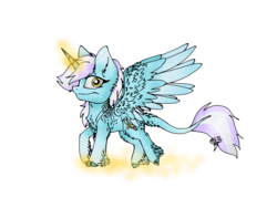 Size: 2048x1536 | Tagged: safe, artist:melonseed11, oc, oc only, oc:wind blade, alicorn, pony, chibi, cloven hooves, female, fluffy, magic, mare, simple background, solo, transparent background