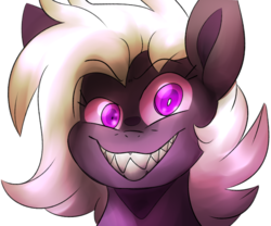 Size: 1200x1000 | Tagged: safe, artist:taaffeiite, derpibooru exclusive, oc, oc only, oc:cyberia starlight, pony, evil smile, female, grin, icon, simple background, smiling, solo, transparent background