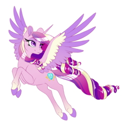 Size: 1823x1878 | Tagged: safe, artist:silkensaddle, princess cadance, alicorn, pony, g4, colored hooves, colored wings, cute, cutedance, female, flying, mare, simple background, smiling, solo, spread wings, transparent background, wings