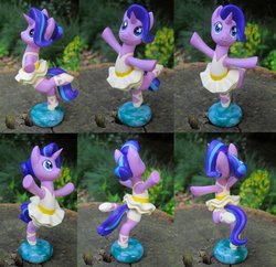Size: 1024x992 | Tagged: safe, artist:daisymane, starlight glimmer, pony, unicorn, g4, ballerina, ballet, clothes, dancing, female, glimmerina, implied tail hole, sculpture, solo, standing, standing on one leg, traditional art, tutu