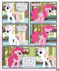 Size: 900x1080 | Tagged: safe, artist:lister-of-smeg, nurse redheart, pinkie pie, pony, comic:zap-o-lantern, g4, comic, hat