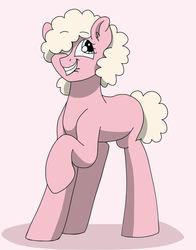 Size: 785x1000 | Tagged: safe, artist:pastel-charms, oc, oc only, oc:taffy twirl, earth pony, pony, female, mare, offspring, parent:cheese sandwich, parent:pinkie pie, parents:cheesepie, pink background, simple background, solo
