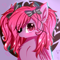Size: 1500x1500 | Tagged: safe, artist:heddopen, oc, oc only, pegasus, pony, blushing, bowtie, bust, chest fluff, ear fluff, heart, heart eyes, tied up, wingding eyes, wings