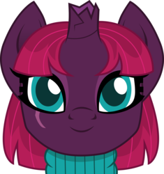 Size: 3000x3186 | Tagged: safe, artist:cloudy glow, fizzlepop berrytwist, tempest shadow, pony, g4, alternate hairstyle, broken horn, bust, cute, eye scar, female, high res, horn, looking at you, pretty pretty tempest, scar, simple background, solo, tempestbetes, transparent background