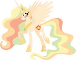 Size: 840x661 | Tagged: safe, artist:westrail642fan, princess celestia, alicorn, pony, rise and fall, g4, alternate timeline, alternate universe, concave belly, ethereal mane, female, hoof shoes, mare, peytral, queen celestia, raised hoof, simple background, slender, solo, spread wings, stock vector, thin, transparent background, wings
