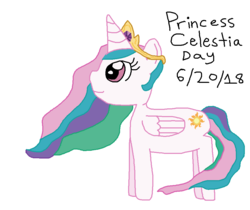 Size: 970x816 | Tagged: safe, artist:nightshadowmlp, princess celestia, pony, g4, celestia day, female, simple background, smiling, solo, text