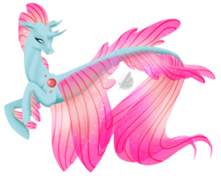 Size: 1024x824 | Tagged: safe, artist:oneiria-fylakas, ocellus, seapony (g4), g4, non-compete clause, disguise, disguised changeling, female, seaponified, seapony ocellus, simple background, solo, species swap, transparent background