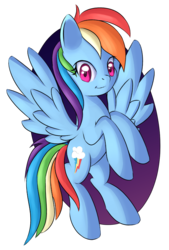 Size: 758x1120 | Tagged: safe, artist:brok-enwings, rainbow dash, pegasus, pony, g4, female, flying, simple background, smiling, solo, transparent background