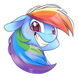 Size: 400x400 | Tagged: safe, artist:tiitcha, part of a set, rainbow dash, pegasus, pony, g4, blushing, bust, female, simple background, smiling, solo, transparent background