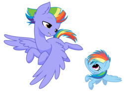 Size: 2308x1756 | Tagged: safe, artist:su-star, bow hothoof, rainbow dash, g4, cute, dashabetes, duo, father's day, female, filly, filly rainbow dash, flying, hnnng, simple background, transparent background, younger