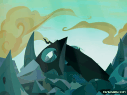 Size: 500x374 | Tagged: safe, edit, edited screencap, screencap, queen chrysalis, changeling, changeling queen, g4, to where and back again, animated, animation error, chrysalis encounters heroes, clash of hasbro's titans, crossover, cybertron, did you forget who i am, female, former queen chrysalis, gif, hissing, optimus prime, sword, transformers, transformers the last knight, weapon, wrong aspect ratio