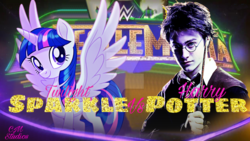 Size: 1024x576 | Tagged: safe, artist:cmpan, edit, twilight sparkle, alicorn, pony, g4, daniel radcliffe, harry potter, harry potter (series), twilight sparkle (alicorn), wrestlemania, wwe