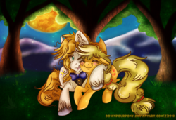 Size: 3800x2600 | Tagged: safe, artist:downpourpony, applejack, prince blueblood, g4, female, high res, male, ship:bluejack, shipping, straight