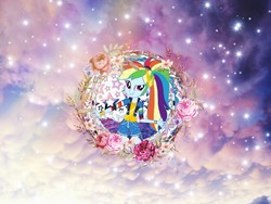 Size: 2048x1536 | Tagged: safe, artist:ilaria122, edit, rainbow dash, equestria girls, g4, my little pony equestria girls: better together, leak, cloud, female, flower, solo