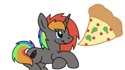 Size: 1920x1080 | Tagged: safe, artist:cherry1cupcake, oc, oc only, oc:krylone, pony, unicorn, broccoli, food, happy, meat, pepperoni, pepperoni pizza, pizza, solo