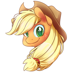 Size: 400x400 | Tagged: safe, artist:tiitcha, applejack, earth pony, pony, g4, bust, female, mare, simple background, solo, transparent background