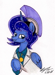Size: 818x1115 | Tagged: safe, artist:newyorkx3, princess luna, pony, g4, artemabetes, clothes, cute, prince artemis, rule 63, rule63betes, solo, suit, traditional art