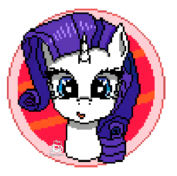 Size: 428x425 | Tagged: safe, artist:xflutt, rarity, pony, unicorn, g4, female, looking at you, mare, pixel art, simple background, solo, transparent background