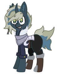 Size: 1386x1811 | Tagged: safe, artist:thundercrash, oc, oc only, pony, unicorn, armor, boots, clothes, curved horn, female, horn, mare, shoes, solo
