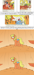 Size: 1500x3290 | Tagged: safe, artist:heir-of-rick, applejack (g1), jewel wizard, earth pony, pegasus, pony, daily apple pony, comic:applejack's amazing adventure, comic:my little pony (g1), g1, beware the nice ones, bow, butt, cave, comic, creepy, creepy smile, crystal, dialogue, female, hidden cane, implied death, implied murder, looking at you, looking over shoulder, mare, plot, slasher smile, smiling, tail bow, the fourth wall cannot save you, wizard, you're next