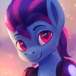 Size: 600x600 | Tagged: safe, artist:rodrigues404, oc, oc only, oc:lost, pegasus, pony, abstract background, animated, blinking, bust, cinemagraph, commission, digital art, looking at you, male, smiling, solo, stallion