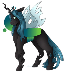 Size: 2240x2520 | Tagged: safe, artist:aerialauthor, queen chrysalis, changeling, changeling queen, g4, crown, female, high res, jewelry, regalia, simple background, smiling, solo, standing