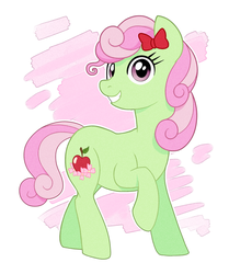 Size: 1592x1906 | Tagged: safe, artist:xwhitedreamsx, florina tart, earth pony, pony, g4, apple family member, female, mare, smiling, solo