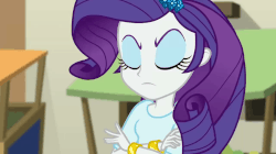 Size: 1011x568 | Tagged: safe, screencap, rarity, equestria girls, g4, movie magic, spoiler:eqg specials, angry, animated, female, gif, solo, talking, unamused