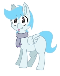 Size: 1381x1760 | Tagged: safe, artist:thundercrash, oc, oc only, pegasus, pony, :p, clothes, male, scarf, silly, simple background, solo, stallion, tongue out, white background