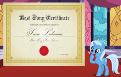 Size: 2048x1292 | Tagged: safe, edit, trixie, pony, unicorn, g4, best pony, blackletter, certificate, cute, diatrixes, grand galloping gala, happy, truth, was there ever any doubt?