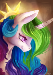 Size: 900x1273 | Tagged: dead source, safe, artist:konnyart, princess celestia, alicorn, pony, g4, female, mare, solo