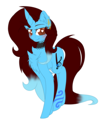 Size: 1078x1308 | Tagged: safe, artist:electricaldragon, oc, oc only, oc:dess, pony, unicorn, chest fluff, choker, female, mare, simple background, solo, transparent background