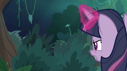Size: 1280x720 | Tagged: safe, screencap, mean twilight sparkle, alicorn, pony, g4, the mean 6, bush, clone, everfree forest, female, glowing horn, horn, magic