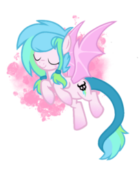 Size: 488x605 | Tagged: safe, artist:chococakebabe, oc, oc only, oc:fairie box, bat pony, pony, eyes closed, female, mare, simple background, smiling, solo, transparent background