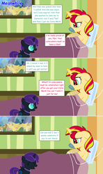 Size: 1280x2168 | Tagged: safe, artist:hakunohamikage, sunset shimmer, oc, oc:nyx, alicorn, pony, ask-princesssparkle, g4, ask, cute, daaaaaaaaaaaw, hospital, tumblr