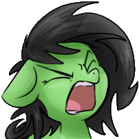 Size: 202x202 | Tagged: safe, artist:naked drawfag, edit, oc, oc only, oc:filly anon, earth pony, pony, eyes closed, female, filly, open mouth, simple background, solo, transparent background, yelling