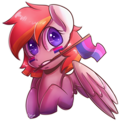 Size: 1024x1031 | Tagged: safe, artist:paintcoloryt, oc, oc only, oc:arian blaze, pegasus, pony, bisexual pride flag, female, pride, simple background, solo, transparent background