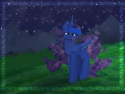 Size: 4000x3000 | Tagged: safe, artist:itssopanda, princess luna, alicorn, pony, g4, female, mare, night, solo