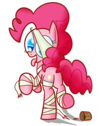 Size: 1685x2128 | Tagged: safe, artist:mr-degration, pinkie pie, earth pony, pony, g4, balloonbutt, butt, female, mummy, plot, simple background, solo, toilet paper, tongue out, transparent background