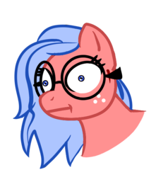 Size: 528x596 | Tagged: safe, artist:flickswitch, oc, oc only, oc:flickswitch, pony, bust, confused, confusion, expression, expressions, female, freckles, glasses, huh, mare, simple background, solo, transparent background, wat, why