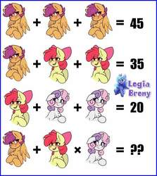 Size: 720x806 | Tagged: safe, artist:whitepone, apple bloom, scootaloo, sweetie belle, g4, cutie mark crusaders, math