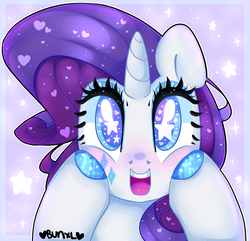 Size: 3200x3086 | Tagged: safe, artist:bunxl, rarity, pony, unicorn, g4, blushing, cute, female, happy, heart eyes, high res, looking at you, mare, solo, starry eyes, wingding eyes