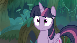 Size: 1280x720 | Tagged: safe, screencap, mean twilight sparkle, alicorn, pony, g4, the mean 6, clone, cropped, everfree forest, female, solo, surprised, wide eyes