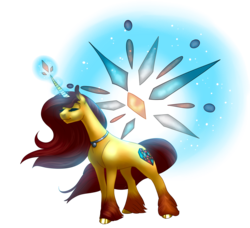 Size: 5803x5300 | Tagged: safe, artist:dragonademetal, oc, oc only, oc:stained glass light heart, pony, absurd resolution, art trade, cutie mark, eyes closed, glowing horn, horn, jewelry, magic, necklace, simple background, smiling, solo, transparent background, unshorn fetlocks