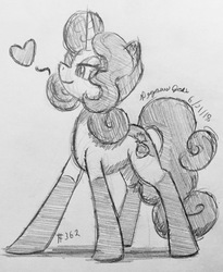 Size: 2299x2797 | Tagged: safe, artist:floofyfoxcomics, oc, oc only, oc:autumn science, pony, unicorn, female, heart, high res, mare, monochrome, solo, traditional art