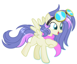 Size: 1024x844 | Tagged: safe, artist:sapiira, oc, oc only, pegasus, pony, female, goggles, magical lesbian spawn, mare, offspring, parent:clear skies, parent:sunshower, simple background, solo, transparent background