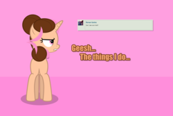 Size: 3000x2000 | Tagged: safe, artist:estories, oc, oc only, oc:pink rose, oc:think pink, pony, unicorn, g4, ask, butt, deviantart, featureless crotch, female, high res, mare, plot, rule 63, solo